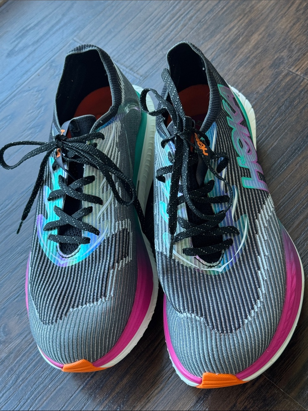Hoka Black Teal Pink Orange Men's Athletic Running Shoes
